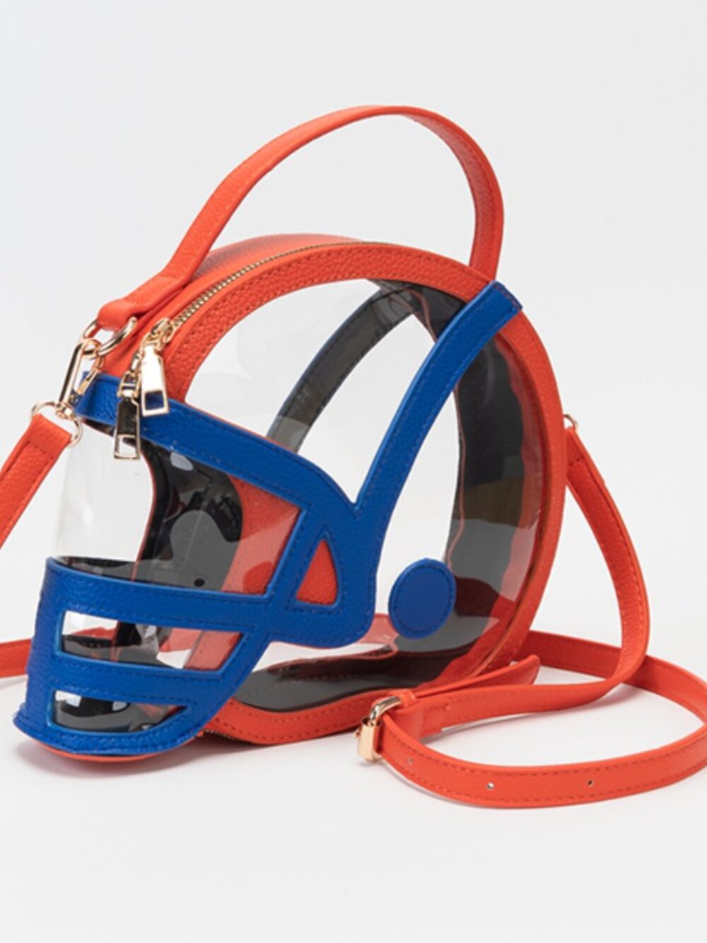 Football Helmet Style Crossbody Stadium Bag Blue & Red Team Colors College Pro - Picture 2 of 5